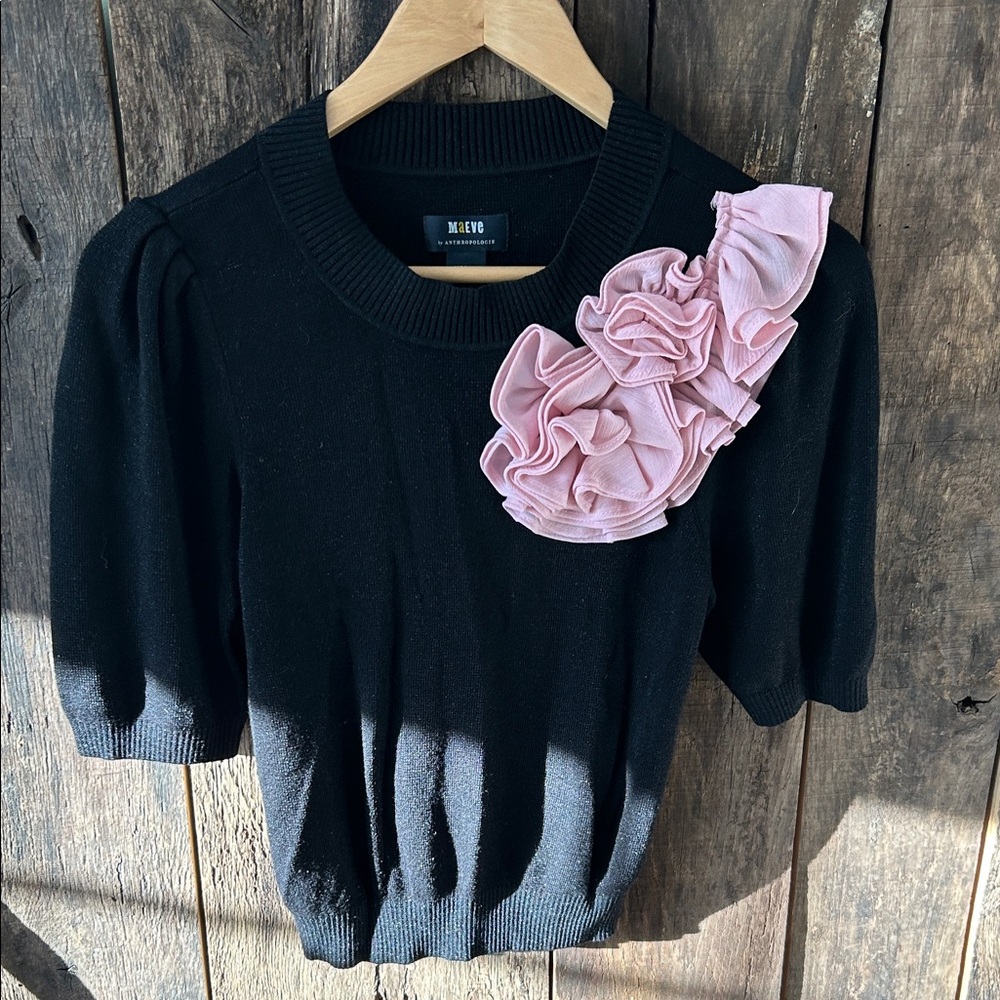 Anthropologie Maeve Black Knit Sweater